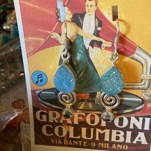 Blue topaz sterling silver teardrop dangle earrings🩵